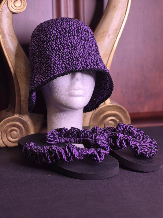 Bucket Hat & Ruffle Flip Flop Set