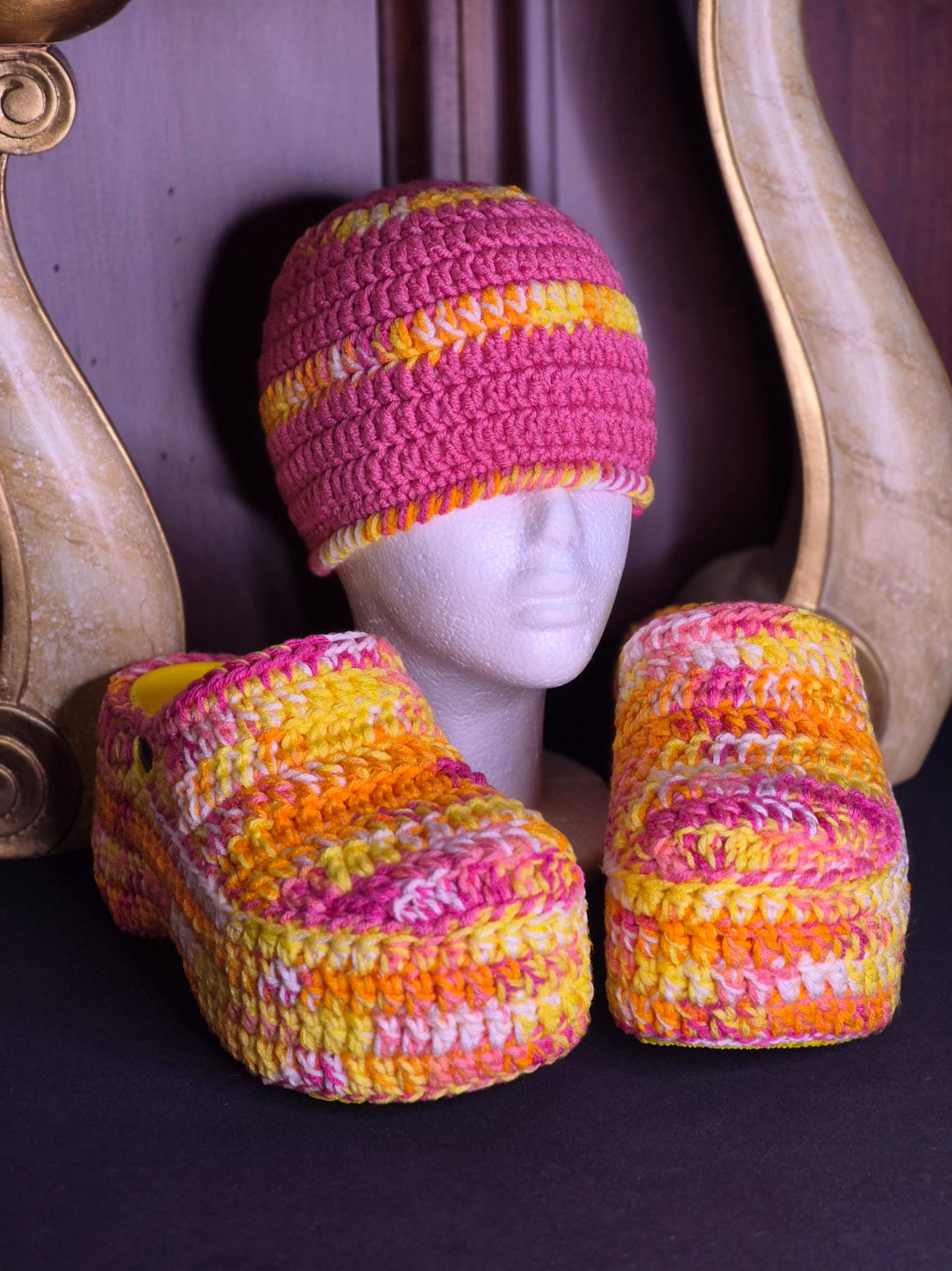 pink lemon Beanie & Trucker hat Set