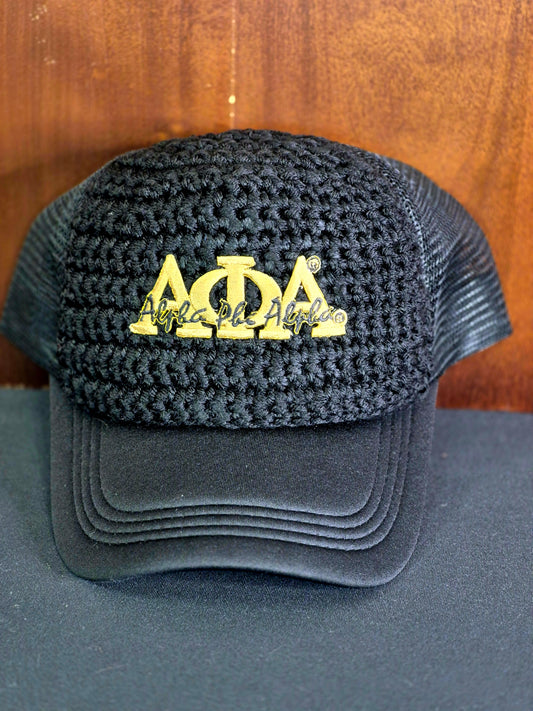 Crocheted Trucker Hat (Alpha Phi Alpha)