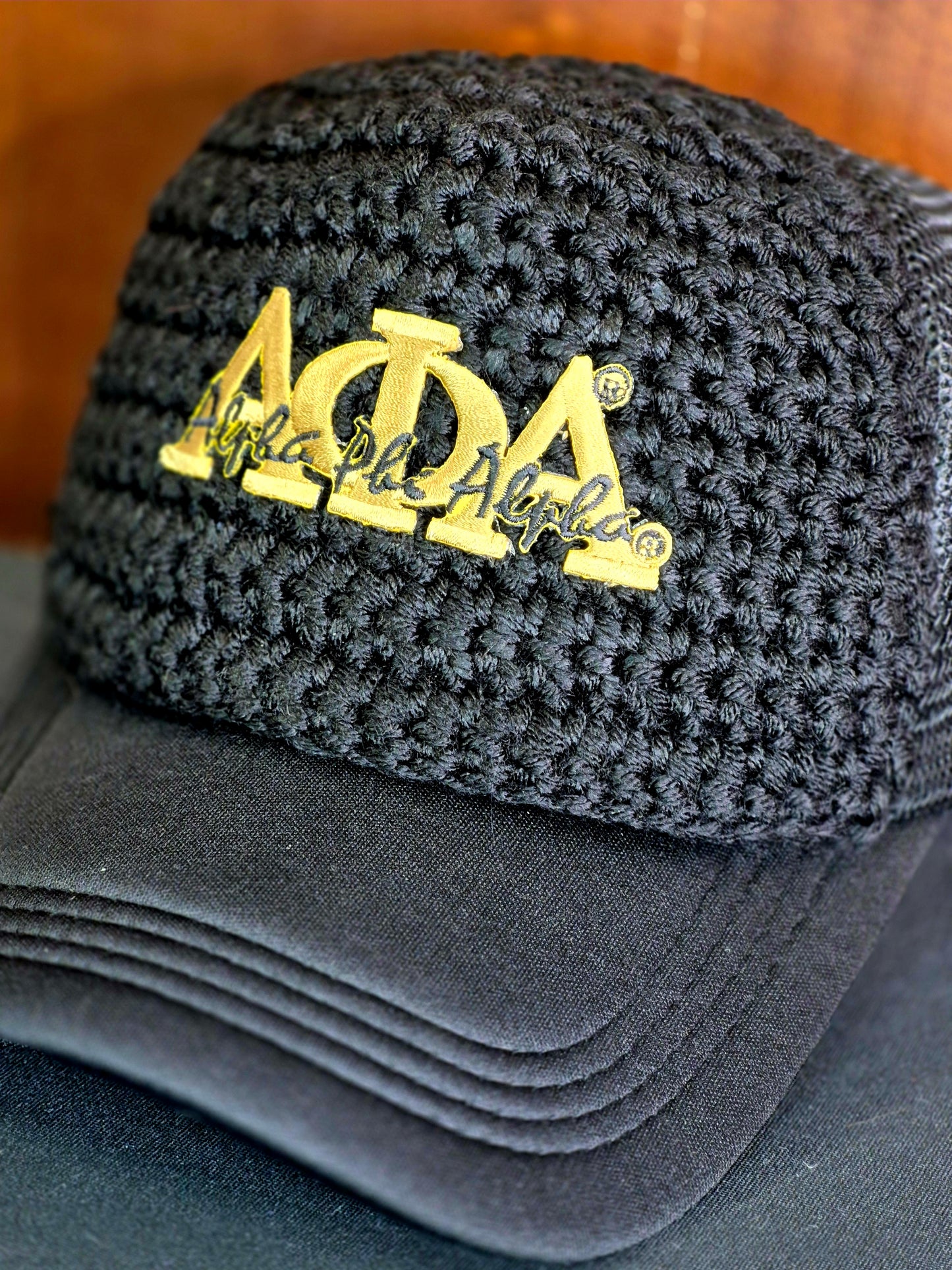 Crocheted Trucker Hat (Alpha Phi Alpha)