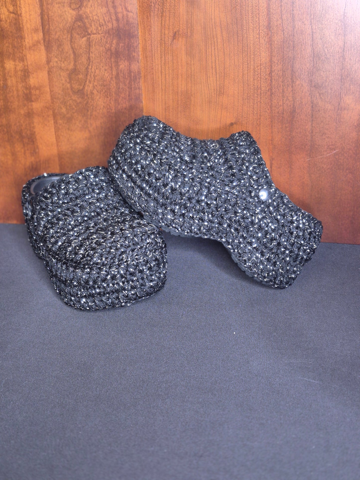 Crochet Covered Clogs w/ matching Ruffle Hat